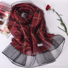 Neuer Frühling und Sommer Doppel Plaid nachgeahmt Seidentuch Schal Damen 70% Pashmina 30% Seidentuch